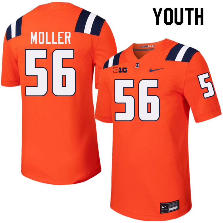 Youth #56 Magnus Moller Illinois Fighting Illini College Football Jerseys Stitched-Orange